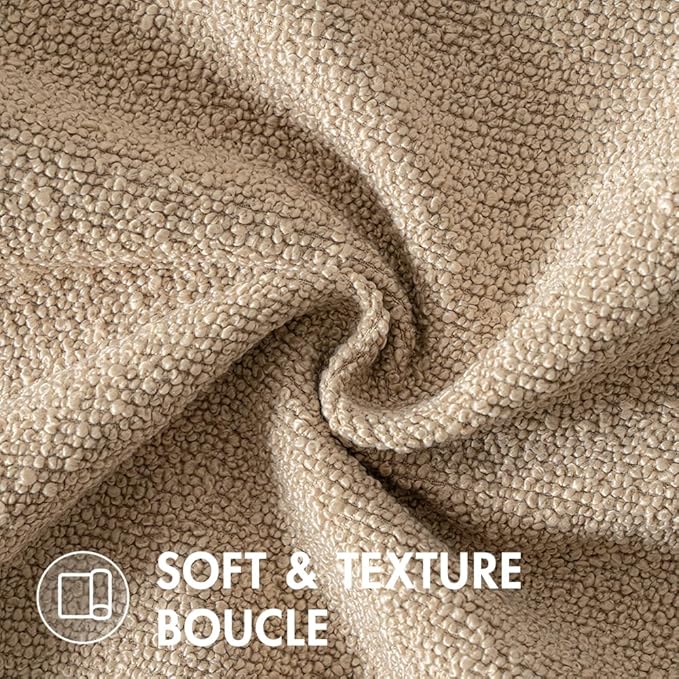 MIULEE 22x22 Inch Decorative Euro Sham Throw Pillows for Bed Set of 2 Textured Boucle Neutral Winter Throw Pillow Covers Khaki Accent Solid Euro Couch Pillowcases Sofa Livingroom Home Decor