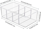 Vtopmart 6 Pack Food Storage Organizer Bins, Clear Plastic Bins for Pantry, Kitchen, Fridge, Cabinet Organization and Storage, 4 Compartment Holder Packets, Snacks, Pouches, Spice Packets