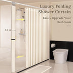 South to East Waterproof Shower Curtain, Heavy Duty Magnetic Folding Linen Shower Curtain, Non-Toxic, 72x72 Magnetic Fabric Bathroom Curtain Sets, Beige