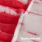 FUTEI Red Decorative Throw Pillow Covers 12x20 Inch Set of 2, Soft Tie-Dye Faux Rabbit Fur Striped Texture Pillow Case, Modern Home Decor for Couch Bed Living Room