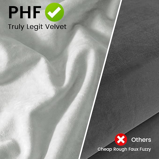 PHF Truly Velvet Pillowcases King Size, No Insert, 2 Pack Ultra Soft Breathable Pillow Shams Covers with Envelope Closure, 20" X 36" Luxury Cozy Warm Fuzzy Flannel, Silver Grey