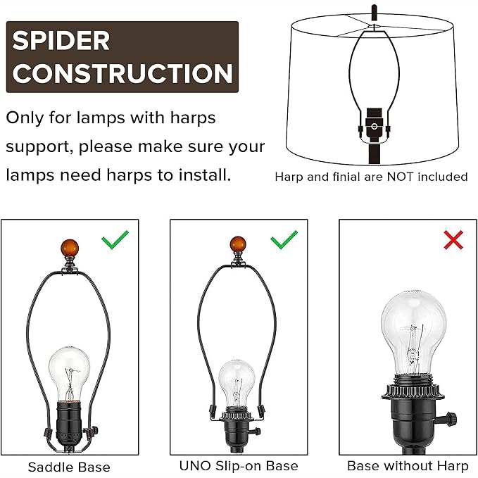 Beige Square Cut Corner Bell Lamp Shade Medium Lampshade 6.5``Top×13``Bottom×10.6``Hight(Spider) Rustic Lamp Shade for Table & Floor Lamp - Lampshade Replacement