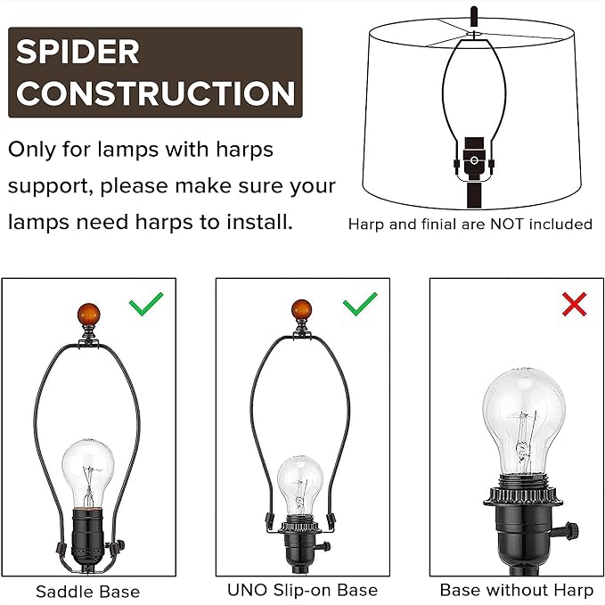 Cream Square Cut Corner Bell Lamp Shade Set of 2 Medium Lampshade 6.5``Top×13``Bottom×10.6``Hight(Spider) Vintage Lamp Shade for Table & Floor Lamp - Lampshade Replacement