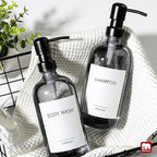 GMISUN Black Soap Dispenser, 2 Pack Hand Soap Dispensers for Bathroom, 17 Fl Oz Dish Soap Dispenser for Kitchen with Stainless Steel Pump, Modern Liquid Soap Bottle Set