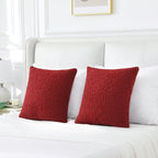 FUTEI Maroon Throw Pillow Covers 16x16 Inch Set of 2,Furry Faux Fur Teddy Boucle Textured Cushion Covers,Soft Fluffy Decorative Pillow Case,Home Decor for Couch Bed Living Room Office Car