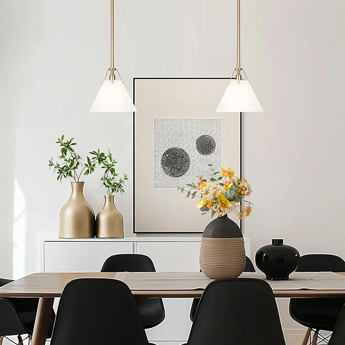 KSANA Gold Pendant Light, Modern Pendant Lights Kitchen Island with Frosted Glass Pendant Hanging Lights for Dining Room, Kitchen, Bedroom