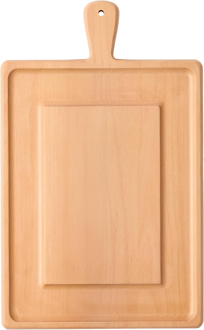 Charcuterie Board - Solid Wood Cutting Board for Kitchen with Groove & Handle, Cheese Board for Vegetables, Bread, Fruits, Meat - Decorative Wooden Serving Tray House Warming Gift