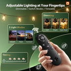 addlon 102FT(96+6) Solar String Lights Outdoor Waterproof with Remote, 30+2 LED Shatterproof Bulbs, 3 Modes, 8H Timeable & Dimmable, Solar Powered Hanging Patio Lights for Garden Backyard Porch Decor
