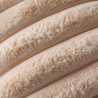 Faux Fur Plush Throw Pillow Covers 16x16 Inch Set of 2 - Luxury Decorative Fuzzy Striped Soft Cozy Pillowcase for Couch, Sofa, Living Room - Camel
