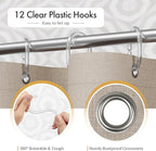 AmazerBath Farmhouse Shower Curtains for Bathroom, Tan Shower Curtain with Tassels, Taupe Rustic Faux Linen Shower Curtain Set with 12 Hooks, 72x72 Inches