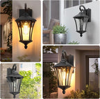 YSN 2 Pack Dusk to Dawn Outdoor Light Fixture Wall Mount Porch Lights Weather Resistant Exterior Sconce Light, Waterproof Wall Lantern for Porch, Garage, Backyard, Walkway, E26 Socket, Black