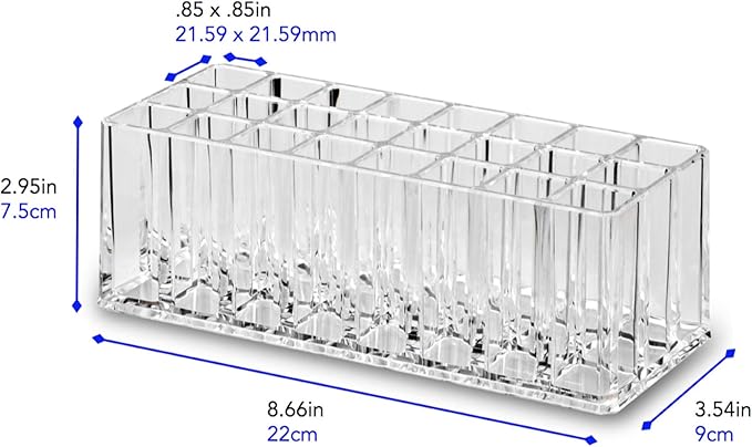 BY ALEGORY Acrylic Nail Art Tool Organizer 24 Space Deep Slot Wall Storage Vanity Cosmetic Container For All Salon Pro Nailcare Tool Kit Set