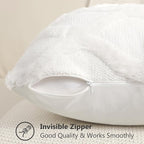 decorUhome Christmas Throw Pillow Covers 12x20 Inch Set of 2, Soft Plush Faux Fur Wool Lumbar Cream White Couch Pillow Covers, Decorative Neutral Pillow Cases for Bed Sofa Living Room Home Decor