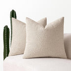 MIULEE 20x20 Inch Decorative Pillow Covers for Couch Bed Set of 2 Textured Boucle Neutral Winter Throw Pillows Oatmeal Accent Solid Cushion Pillowcases Sofa Livingroom Home Decor