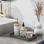 Gurygo Vanity Tray for Bathroom -10" Ceramic Soap Dispenser Tray for Kitchen - Rectangle Ceramic Tray - Bathroom Trays for Counter(Grey, Set/1)…