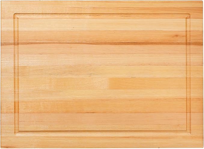 CONSDAN Wood Cutting Board for Kitchen, 16 x 12, USA Grown Solid Hickory Hardwood, Edge Grain, Chopping Board, Butcher Block with Juice Groove, Prefinished with Food-Safe Oil, 1" Thick