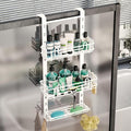 HapiRm 3 Tier Over the Door Shower Caddy, Hanging Shower Caddy with 16 Hooks and 2 Soap Holders, No Drilling Adjustable Hanging Bathroom Organizer - White