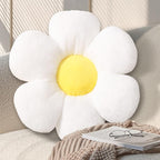 17.7 Inch White Flower Pillow – Daisy Shaped Cute Decorative Throw Pillow, Soft Floral Seating Cushion Floor Pillows for Sofa, Bed, Chair & Room Decor