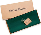 Solino Home Linen Rainforest Green Table Runner 108 Inches Long - 100% Pure Linen 14 x 108 Inch Table Runner for Dining, Christmas, Holiday - Fete