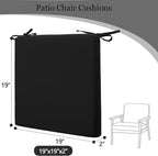 idee-home Outdoor Chair Cushions Set of 4, 19" x 19" Outdoor Seat Cushion Waterproof Patio Furniture with Ties, Dining Chair Pads