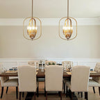 Gold Chandelier for Dining Room Light Fixture, 4 Light Entryway Light Fixture, Adjustable Modern Farmhouse Chandelier Foyer Lighting Fixtures Rustic Kitchen Chandelier for Entryway, Foyer, Living Room