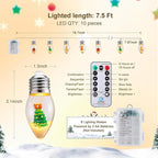Brightown Indoor Christmas Lights, 7.5FT Battery Powered String with Santa, Gifts and Adorable Ornaments Inside Snow Globes, Ideal for Tree, Party, Garland Decor