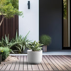 Kante Round Concrete Planter, 13.2 Inch Dia Classic Style Large Plant Pot with Drainage Hole for Indoor & Outdoor Plants, Ideal for Home, Patio, Garden, White