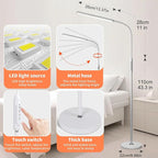 Bright LED Floor Lamps Touch and Remote Dimming for Eyelash Extension Tattoo Manicure Craft Drawing Makeup Living Room Bedroom Office Adjustable Gooseneck Standing Reading Lights esthetician lash lamp