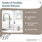 Countertop and Vanity Tray - Small 7.7” Silicone Tray for Soap Dispenser, Bathroom Trays, Dish Soap Trays for Kitchen Counter, Sink Caddy Sinks Organizer, Soaps Dish & Sponge Holder, White