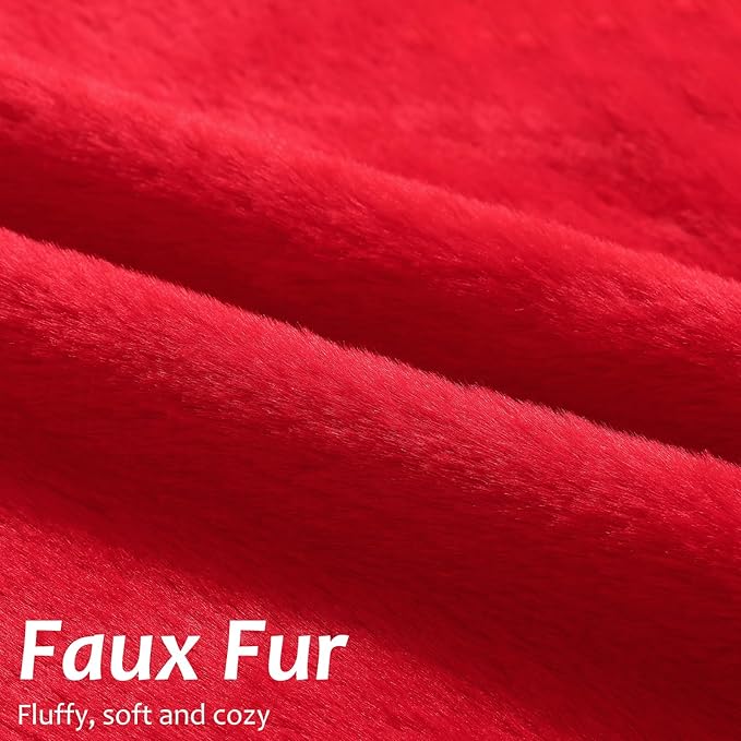 Pallene Faux Fur Plush Christmas Throw Pillow Covers 20x20 Set of 2, Soft Fluffy Couch Pillow Covers for Living Room, Red