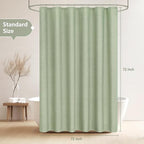 Sage Green Faux Linen Textured Shower Curtain Water-Resistant, Heavy Duty Farmhouse Fabric Shower Curtain Washable, 72 x 72 Inch Forest Green Linen Look Bathroom Shower Curtains Wrinkle-Free