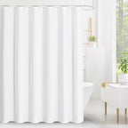 3D Embossed Pattern Shower Curtain, Simple and Chic Pattern Vintage Curtain for Bathroom, Waterproof Fabric Shower Curtains with Hooks, 72 W x 72 H, White
