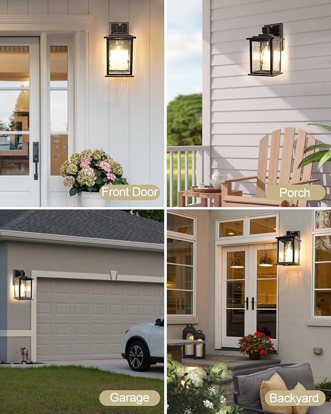 Dusk to Dawn Outdoor Wall Light Fixture, 12'' Oil-Rubbed Bronze Porch Light, Hardwired Outside Wall Lantern for House, Garage, Front Door, Waterproof and Rustproof, Bulbs Not Included