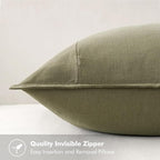 MIULEE Decorative Linen Euro Sham Pillow Covers 22x22 Inch Light Olive Green Boho Farmhouse Neutral Couch Throw Pillows for Bed Pack of 2 Accent Modern Pillowcase Summer Sofa Livingroom Home Decor