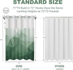 No Hook Shower Curtain with Snap in Liner and Sheer Window, Green Modern Geometric Fabric Shower Curtain Set for Bathroom Decor, 15-Second Quick Install, Abstract Irregular Ombre, 71"X74"