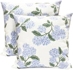 Decorative Throw Pillow Covers Set of 2 White Hydrangea Pillow Covers 20x20 inch Super Soft Short Plush Square Floral Throw Pillows,Farmhouse Outdoor Pillow Covers for Couch Living Room