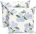 Decorative Throw Pillow Covers Set of 2 White Hydrangea Pillow Covers 18x18 inch Super Soft Short Plush Square Floral Throw Pillows,Farmhouse Outdoor Pillow Covers for Couch Living Room