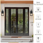 zeyu 2 Pack Outdoor Wall Lantern for Porch, 15 Inch Patio Wall Light Fixture Exterior Lights for House, Die-Cast Aluminum, Black Finish with Seeded Glass, ZD100B-2PK BK