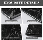 Natural Moroccan Fossil Stone Tray - Black Marble Decorative Serving Board for Charcuterie, Cheese, Pastry - Jewelry, Candles, Perfume, Trinket Plate, Kitchen & Home Decor Centerpiece 12"x 8"