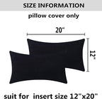 Home Brilliant Rectangle Throw Pillow Covers Fall Decor Super Soft Striped Corduroy Solid Cushion Covers Oblong Throw Pillowcases for Lumbar, 12 x 20 inch, Black