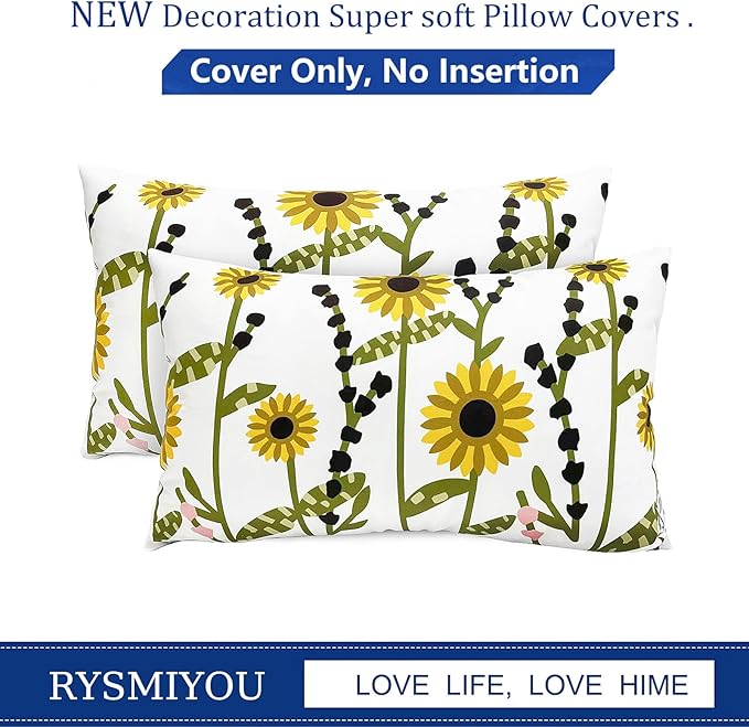 Decorative Throw Pillow Covers Set of 2 Sunflower Pillow Covers 12x20 inch Super Soft Short Plush Floral Square Throw Pillows,Farmhouse Outdoor Pillow Covers for Couch Sofa Bed Living Room