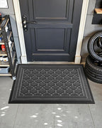 Color&Geometry Large Front Door Mat Outside Entrance, Heavy Duty Non Slip Low Profile Doormat for Entryway, Trap Dirt and Moisture Welcome Mats All-Weather, Easy Clean, Patio, Garage, 36"x60" Grey