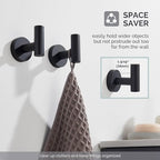 Angle Simple Matte Black Towel Hook 2 PCS, Stainless Steel Kitchen Bathroom Towel Holder, Round Coat Robe Hanger for Wall