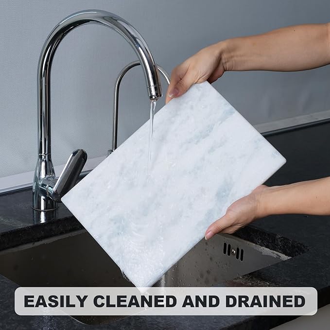 Natural Marble Cutting Boards for Kitchen - 12" x 8" Multi-Purpose Pastry Marble Tray Cheese Board Marble Slab for Counter, Bathroom Perfume Tray Jewelry Candle Plate (Namib Fantasy)