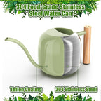 Green Moon Watering Can Indoor Plants 1.2L/41oz Sage Green Water Can Indoor Metal Small Water Can Pot with Long Spout for House Bonsai Plants Garden Flower Decorative