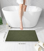 chakme Bathroom Rugs Mat 32x17, Ultra Thin Non Slip Bath Mat Quick Dry Absorbent Bath Mat for Bathroom Floor, (Dark Green, 32"x17")