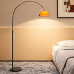 MIXL-Dome Shade Black Arc Floor Lamp,Adjustable Height & Shade Reading Floor Lamps,Dimmable Office Light Fixture,Mid Century Modern Standing Light for Living Room Bedroom
