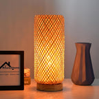 Arturesthome Bamboo Table Lamps with Shade, Rustic Farmhouse Boho Coastal Desk Lamp Night Light for Decorative Bedroom, Study Room, Cafe, Bookcase