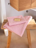 Muslin Hand Towel Pack of 4-18"x34" Inch Large Size, 100% Turkish Cotton, Thin, Soft, Quick-Dry, Lint-Free, Hand Towels (Light Pink, Pack of 4 Hand Towels)