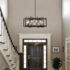 Black Chandelier for Dining Room, 12-Light Kitchen Chandelier Light Fixture Modern Metal Industrial Large Chandeliers for Farmhouse Entryway Living Room (E12 Bulbs Not Included)